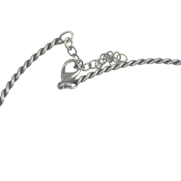 Vintage Handcrafted Silver Necklace With Gray Agate Stone Pendant - Picture 4 of 7